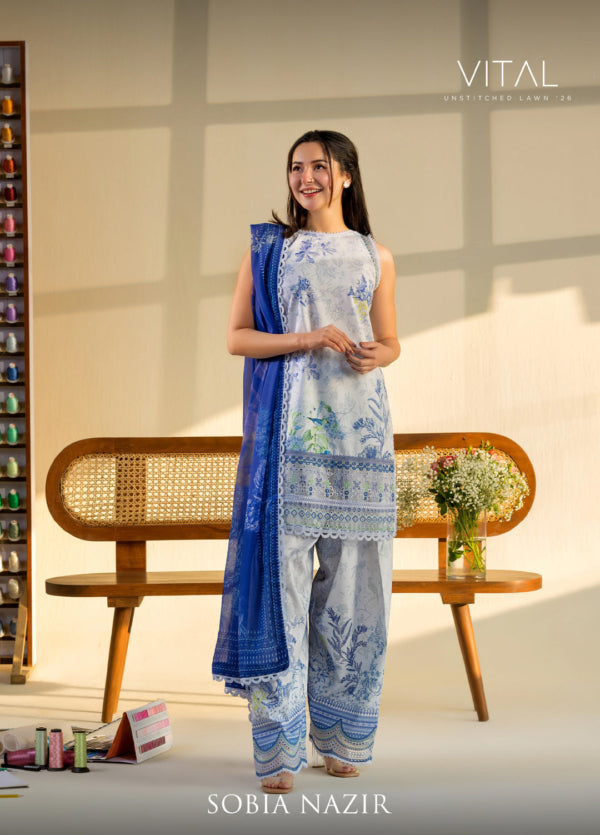 Sobia Nazir Vital Luxury Embroidered Lawn Suit Unstitched 3 Piece SN26LL D-3B – Summer Collection