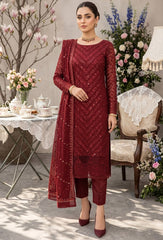 Merakish – Almas By Shahzeb Textiles Embroidered Chiffon Suits Unstitched 3 Piece ST26MK-V26- Maroon Royale
