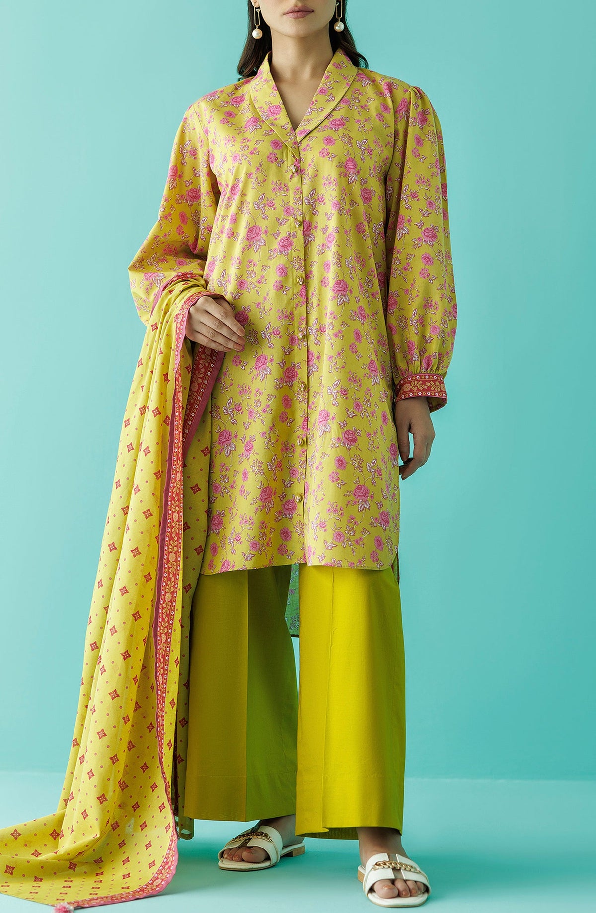 Orient Luxury Prints 3pc Un-stitched Summer Collection’26 – OTL-24-230/U LIME GREEN