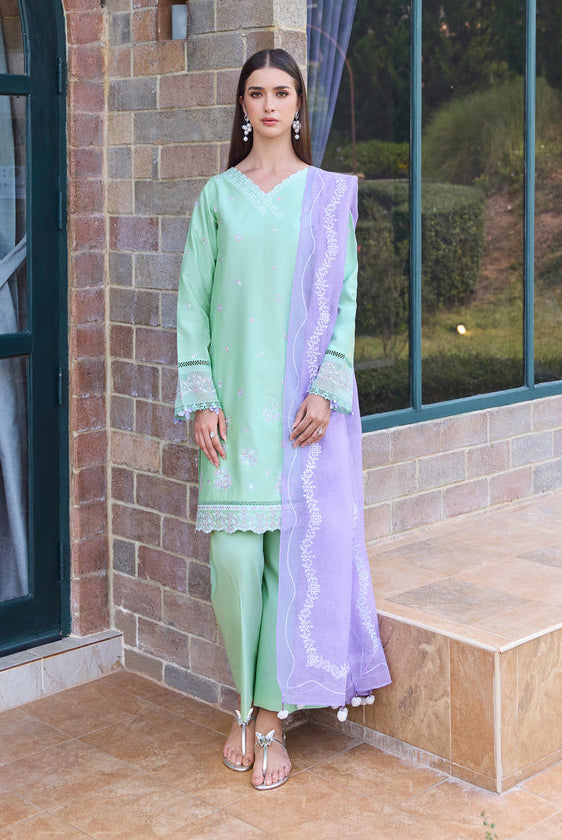 Baroque – Farasha Sorine Embroidered Lawn Unstitched 3Pc Suit BFL26- Aqua Cloud
