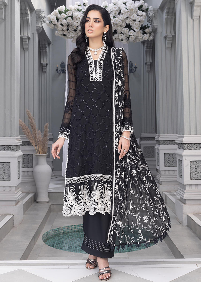 Merakish Luxury Chiffon Embroidered’23 – ST23-MK6 Raven Black