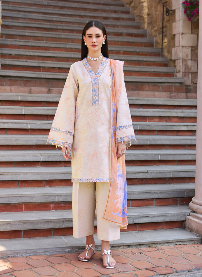 Baroque – Farasha Sorine Embroidered Lawn Unstitched 3Pc Suit BFL26- Peachy Charm