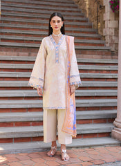 Baroque – Farasha Sorine Embroidered Lawn Unstitched 3Pc Suit BFL26- Peachy Charm