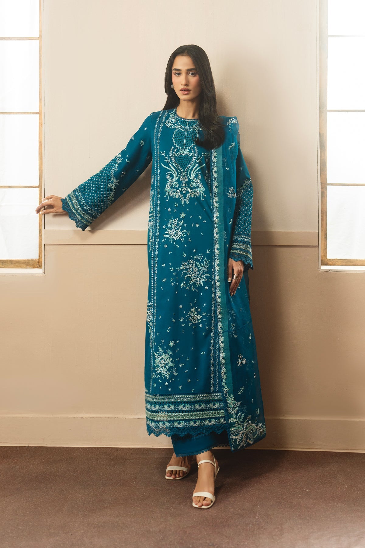 Whisper by Ayzel Unstitched Embroidered Lawn 3 Piece Suit AAF26ULW Olive ZWU-0140-3PO – Eid Collection