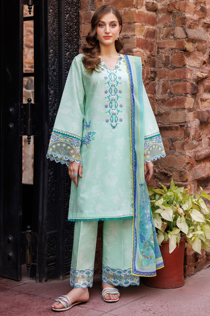 Baroque – Farasha Seraya Embroidered Lawn Unstitched 3Pc Suit BFL26- Mistell