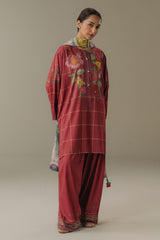 Coco by Zara Shahjahan Prints Unstitched Linen Suits 3 Piece CZS25PW Olive Hour D-5B – Winter Collection