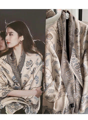Two Tone Womens Shawl Wraps, 60 * 185cm Cashmere Shawl, Scarf Wrap for Evening Dress, Winter Thick Warm Knitted Scarf Blanket, Front-Open Poncho Cape for Traveling, Wedding Party, Home, Office