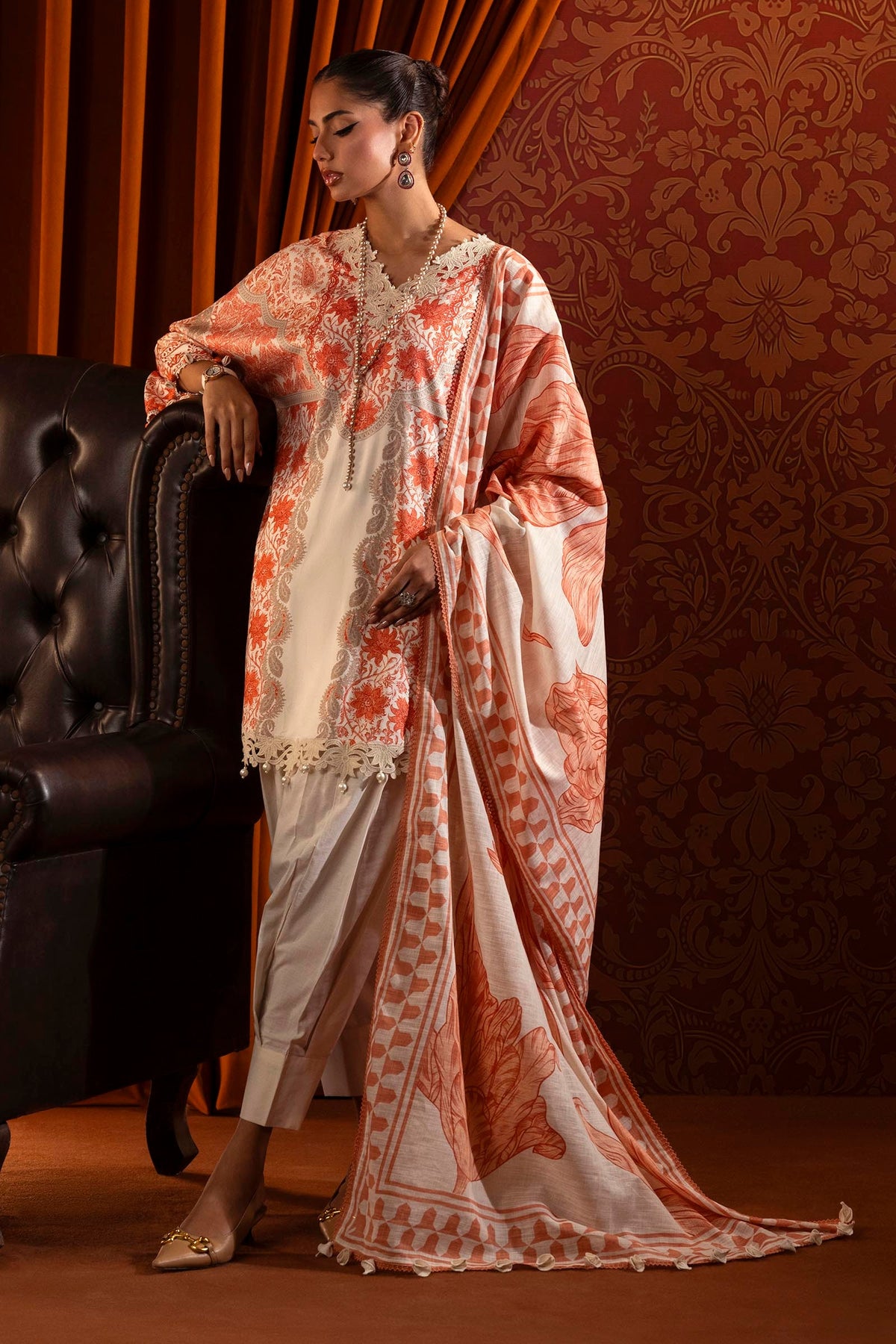 Sana Safinaz Embroidered Linen Suits Unstitched 3 Piece M243-023B-3CQ – Luxury Winter Collection