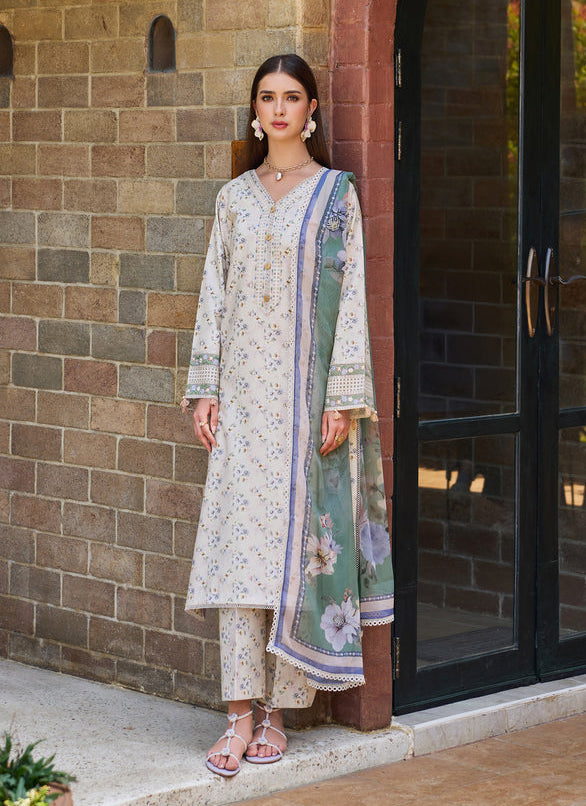 Baroque – Farasha Sorine Embroidered Lawn Unstitched 3Pc Suit BFL26- Satin Bloom