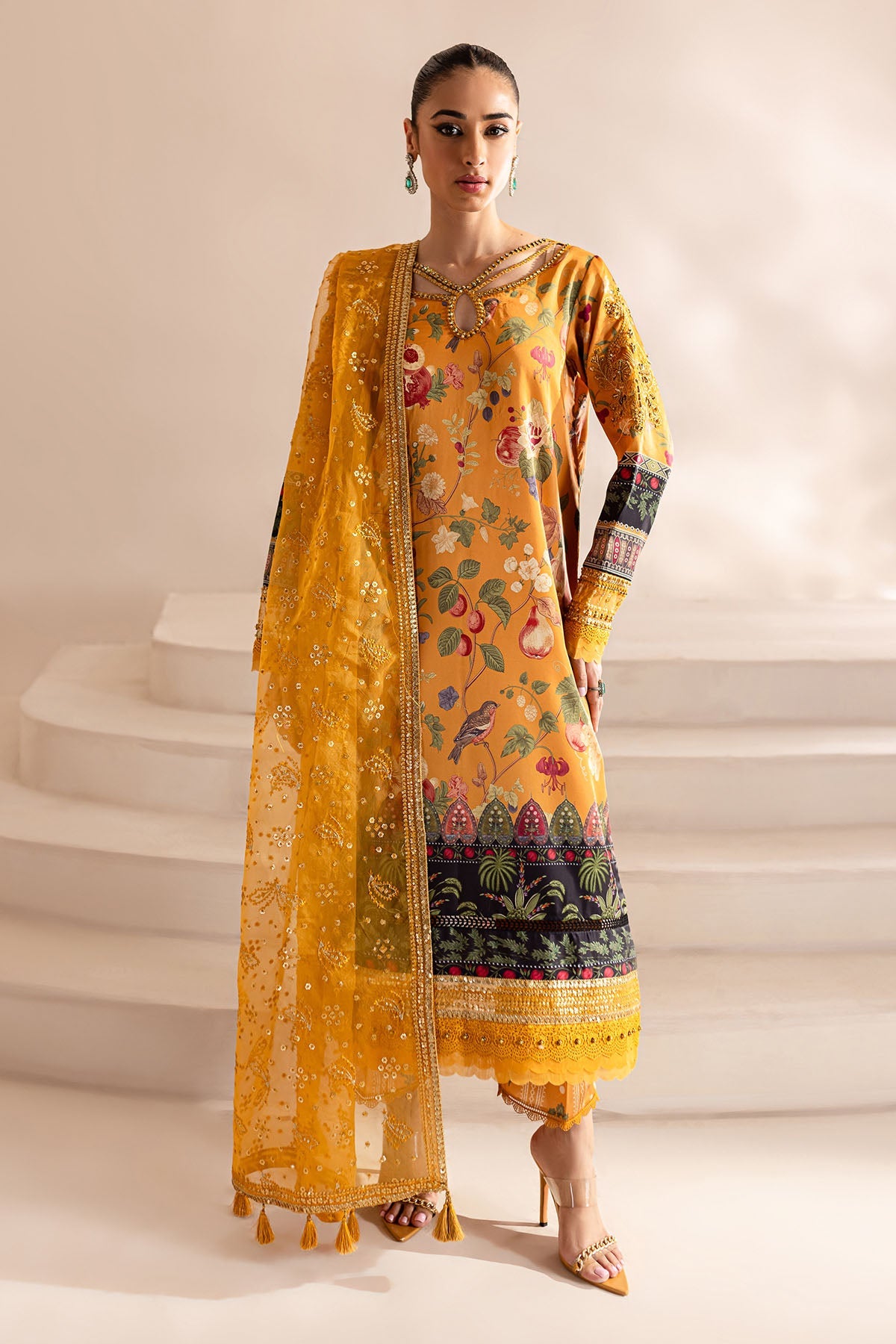 Nureh Embroidered Silk Suits Unstitched 4 Piece - NU25EK S -14!
