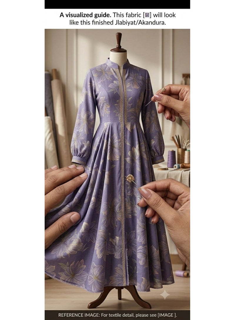 Women Unstitched Silk-Blend Fabric for Jalabiya & Kandura – Premium Cotton Silk-Blend Arabic Dress Material (3m Length x 1.4m Width)