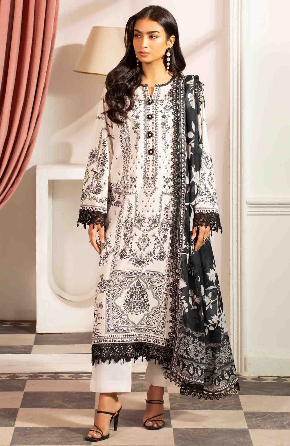 Mausummery Luxury Printed Lawn Unstitched 3 Piece Suit – MUSV2L8 – Pearl – Summer Collection