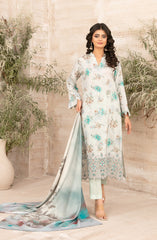 Tawakkal Fabrics Embroidered Zari Viscose Unstitched 3 Piece Suit – D-4884 – TF25SHAM – Grey & Blue – Winter Collection