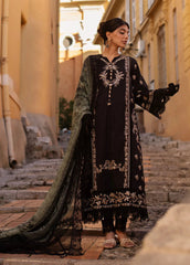 Zoha by Ansab Jahangir Embroidered Lawn Suit Unstitched 3 Piece ANJ25Z D-06 Black Lady – Summer Collection