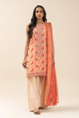 Beechtree Unstitched Embroidered Lawn 3 Piece Suit – CORAL – Summer Collection