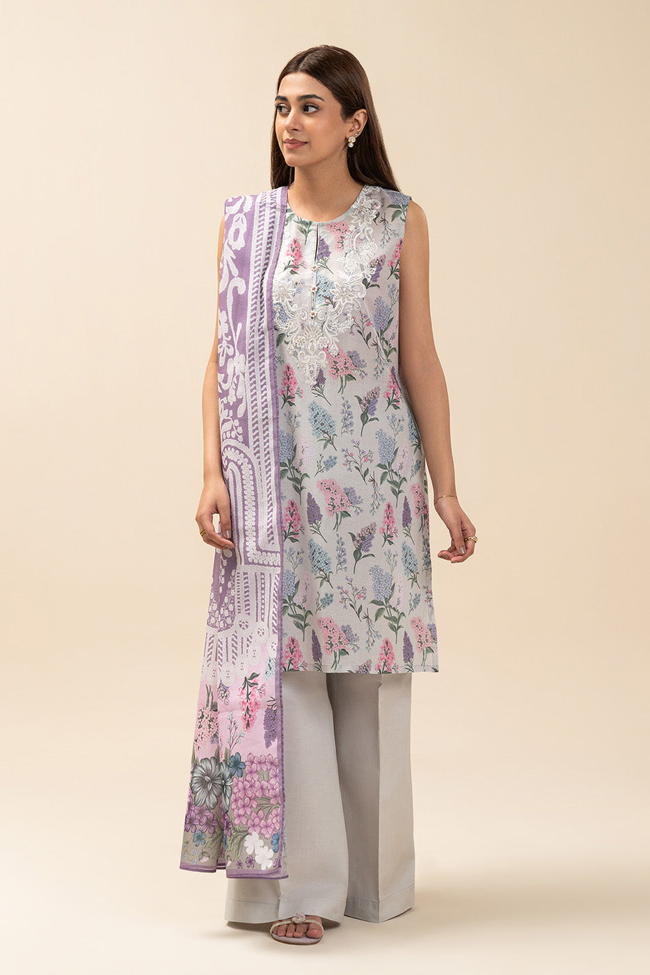 Beechtree Unstitched Embroidered Lawn 3 Piece Suit – LILAC AFFAIR – Summer Collection