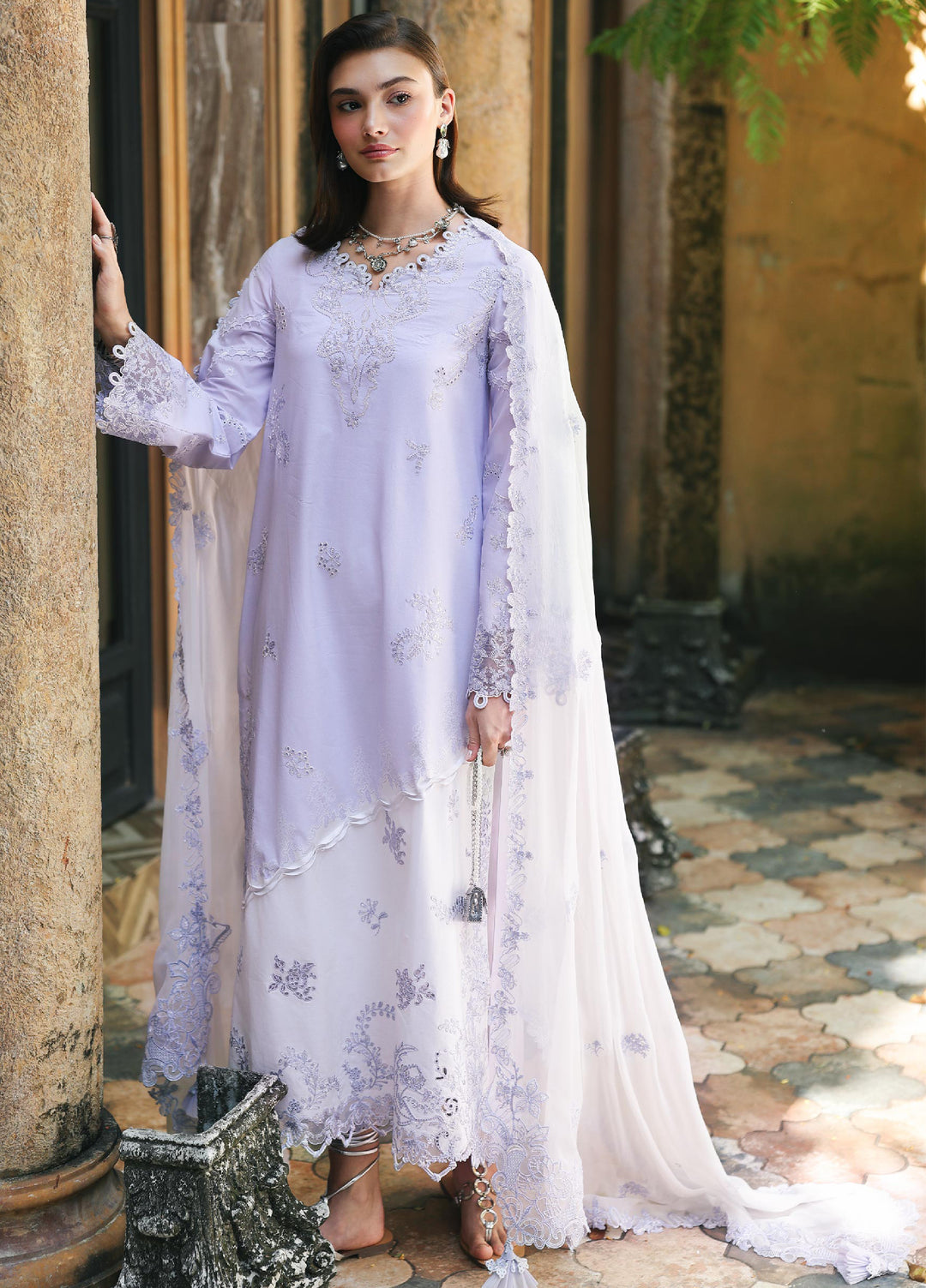 Q Line by Qalamkar Unstitched Chikankari Embroidered Lawn 3 Piece Suit QLK26UQL RP-14 ALEEN – Summer Collection