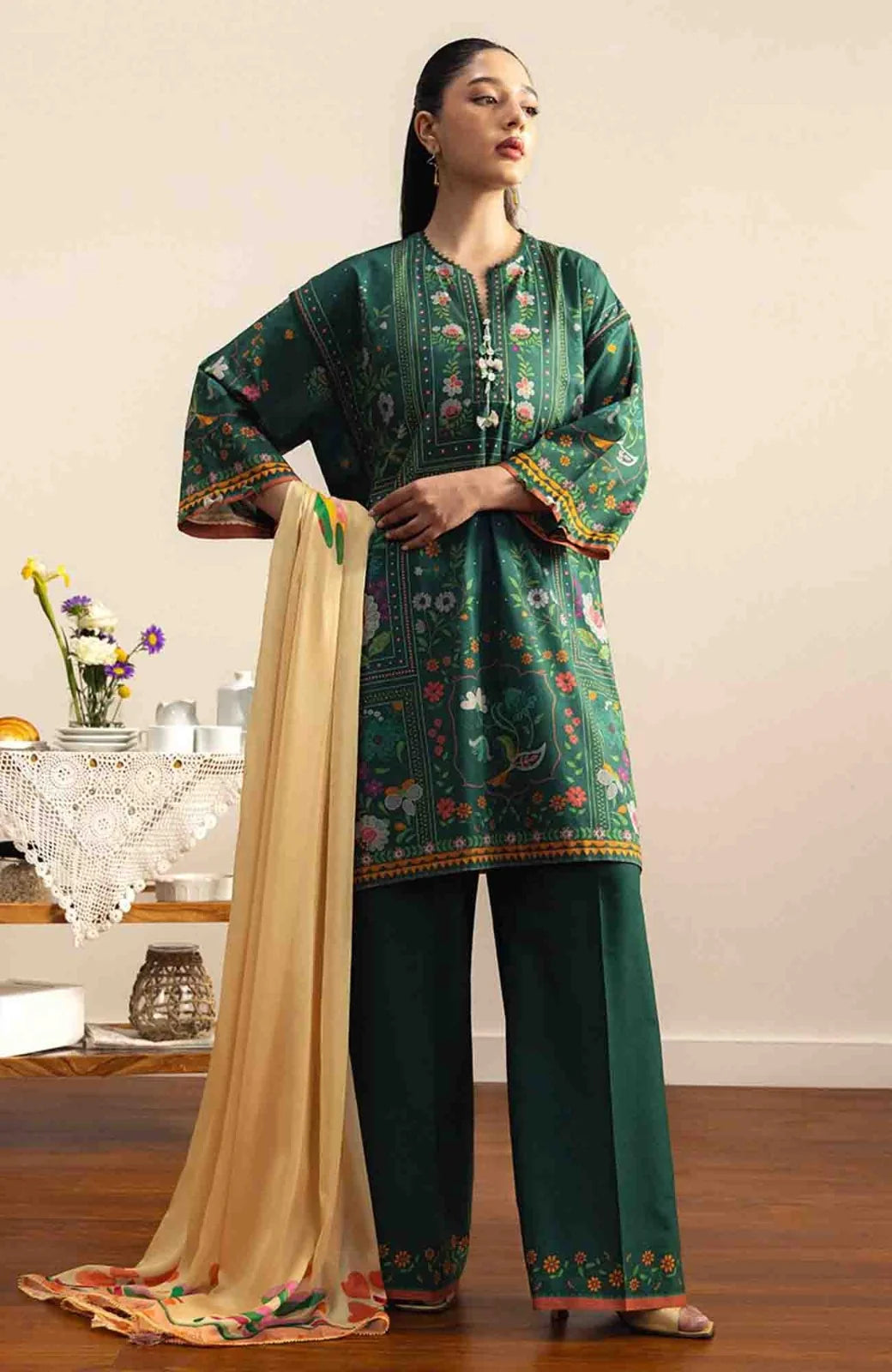Coco Prints Drop-Two By Zara Shahjahan Unstitched Lawn Printed 3 Piece Suit - CCZSDIILP-7B- Takara- Summer Collection