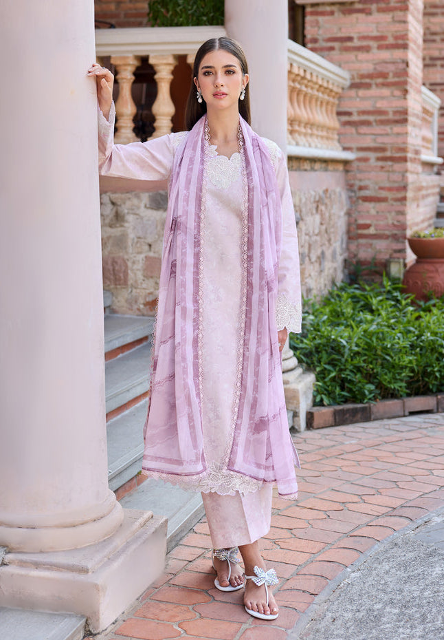Baroque – Farasha Sorine Embroidered Lawn Unstitched 3Pc Suit BFL26- Blush Pink