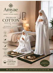 One Piece Islamic prayer dress women with long sleeve - Prayer Clothes for Women - Namaz Prayer Dress Abaya For women - Jilbab 1 piece, Umrah essentials for women - Prayer set Salah Dress, Namaz Wear White Color