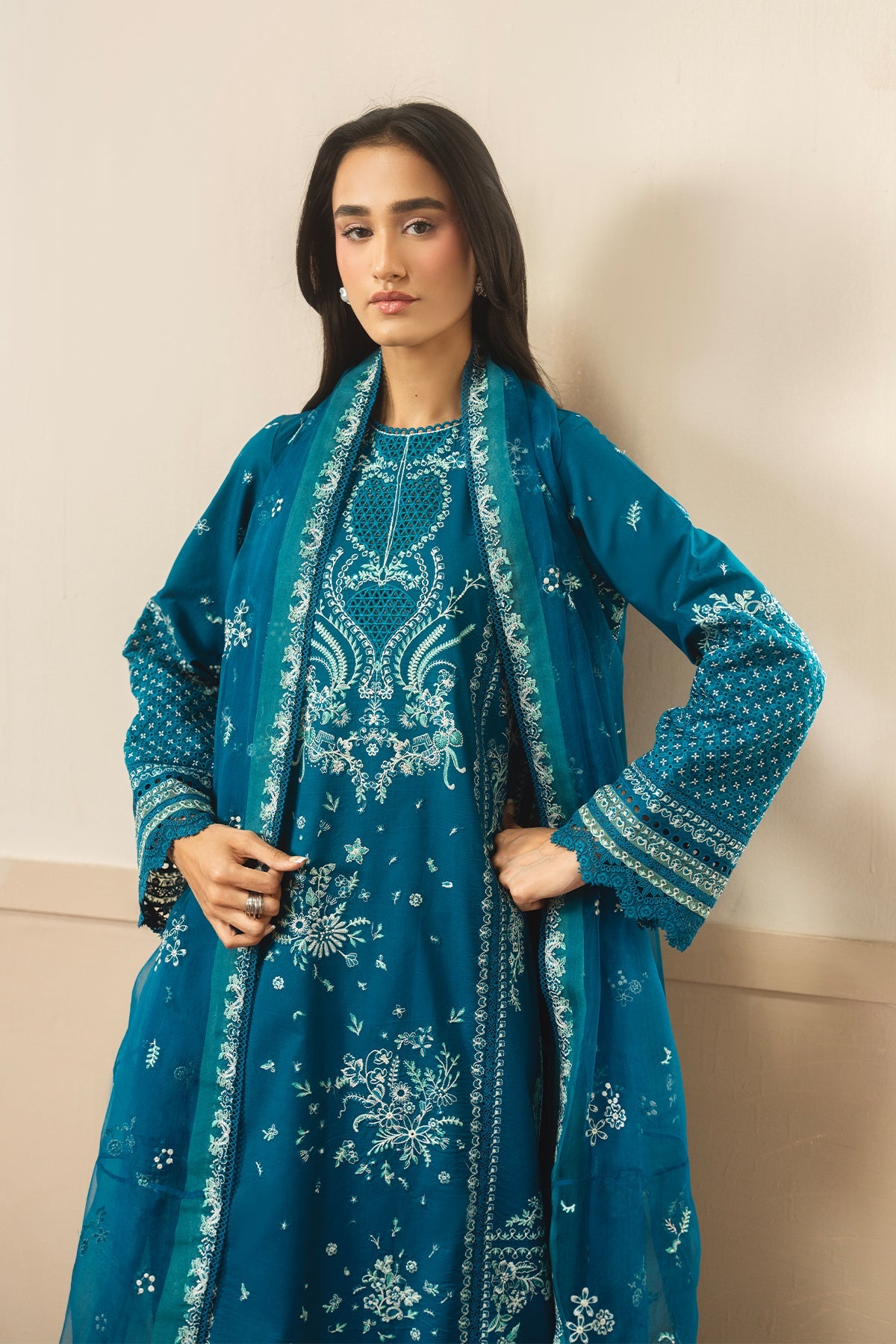 Whisper by Ayzel Unstitched Embroidered Lawn 3 Piece Suit AAF26ULW Olive ZWU-0140-3PO – Eid Collection