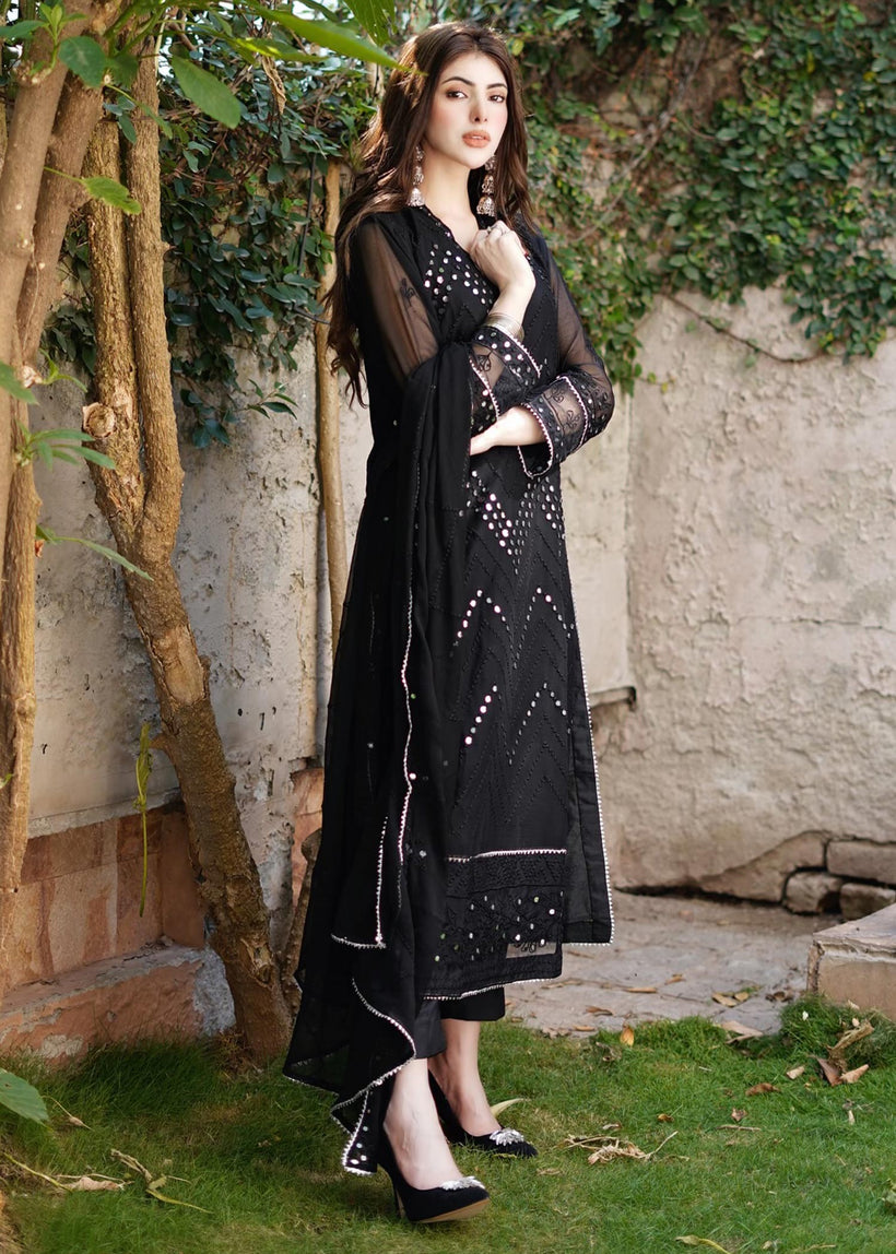 Merakish Luxury Chiffon Embroidered’23 – ST23-MK7 Siyah