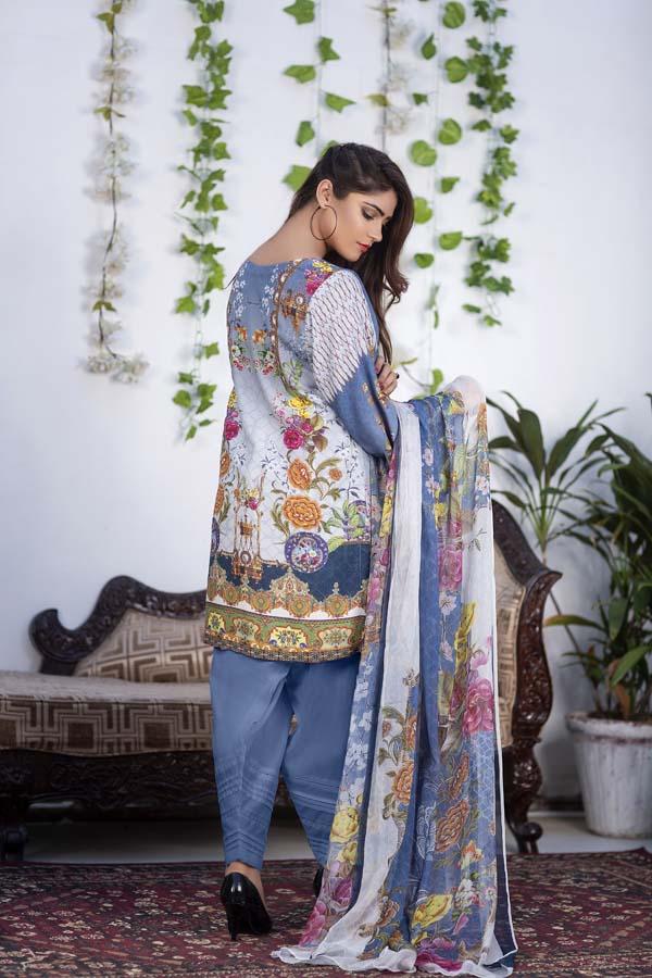 AZURE – SALWA DIGITAL PRINTED & EMBROIDERED KARANDI – 010