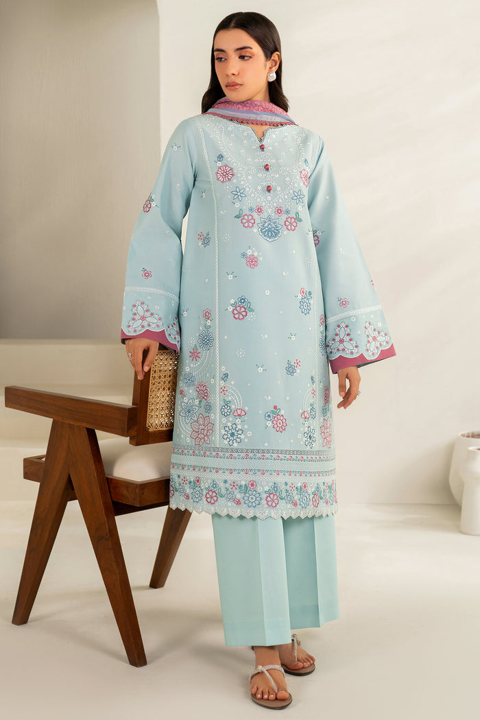 Baroque – Farasha Summer Weaves Embroidered Lawn Unstitched 3Pc Suit BFL26- Blue Slate