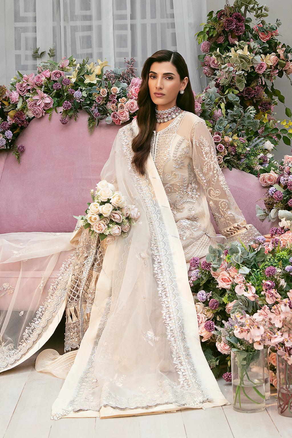 La more By Sardinia Embroidered Organza Unstitched Suit 3 Piece SRD23LM SR-101 Dazzel Dew – Wedding Collection