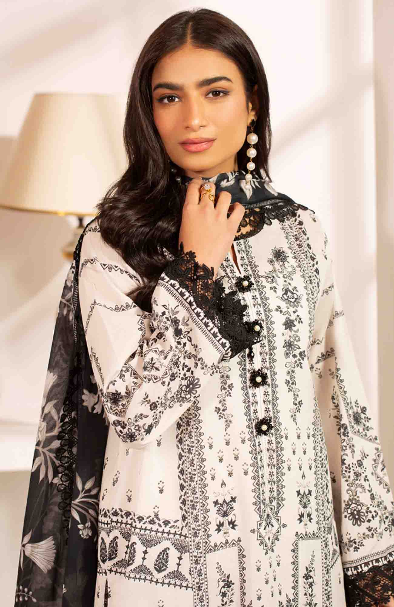 Mausummery Luxury Printed Lawn Unstitched 3 Piece Suit – MUSV2L8 – Pearl – Summer Collection