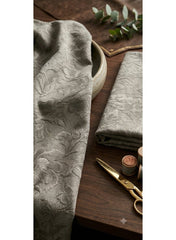 Women Unstitched Fabric for Jalabiya & Kandura – Premium Textured Embossed Taupe Floral Arabic Dress Material