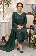 Merakish – Almas By Shahzeb Textiles Embroidered Chiffon Suits Unstitched 3 Piece ST26MK-V26- Emerald Spell