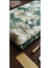 Women Unstitched Fabric for Jalabiya & Kandura – Premium Woven Jacquard Sage Floral Arabic Dress Material