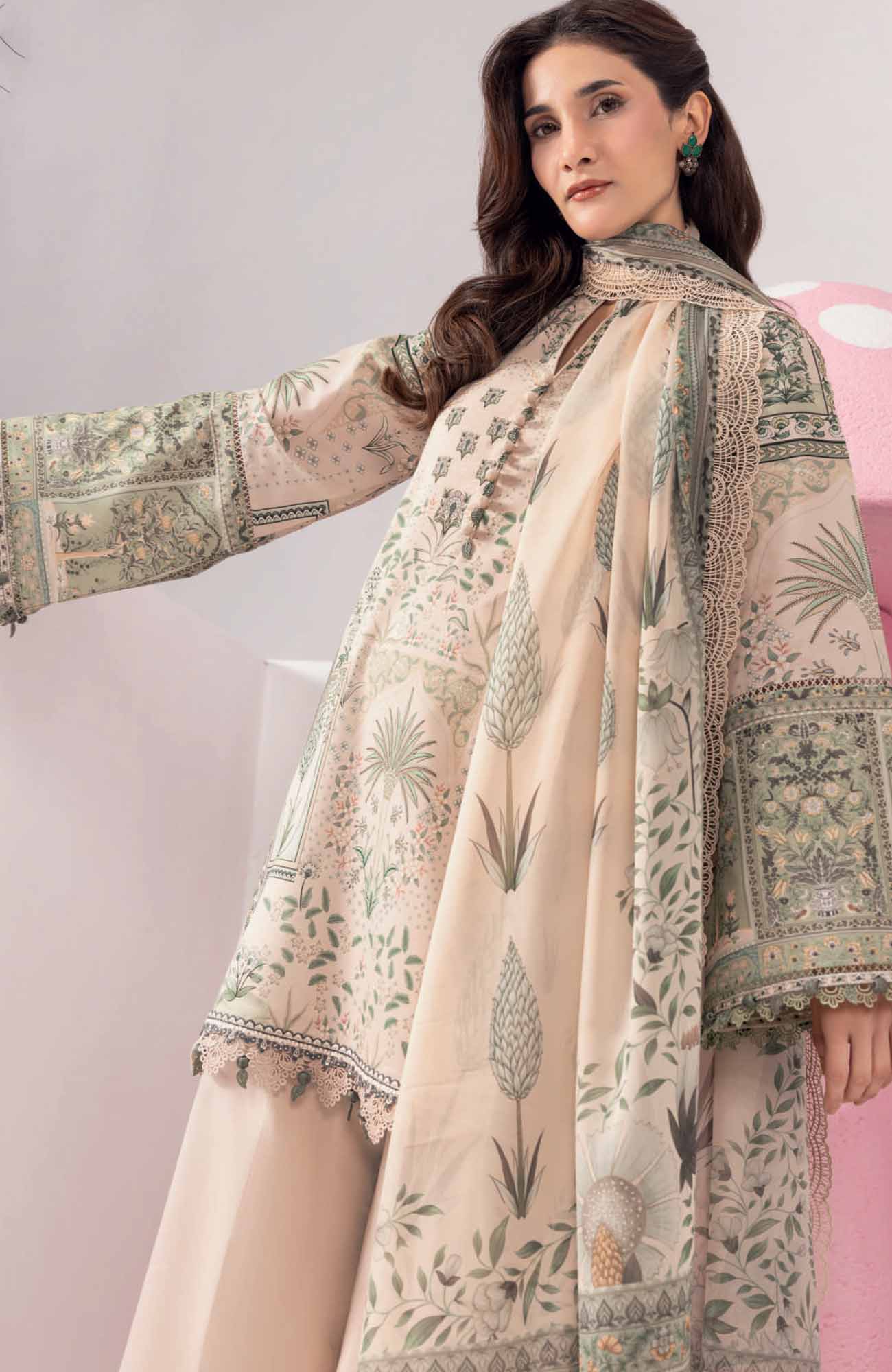 Mbasic by Maria B Unstitched Lawn Embroidered 3 Piece Suit - MBSCL-11A - Summer CollectionMbasic by Maria B Unstitched Lawn Embroidered 3 Piece Suit - MBSCL-11A - Summer Collection