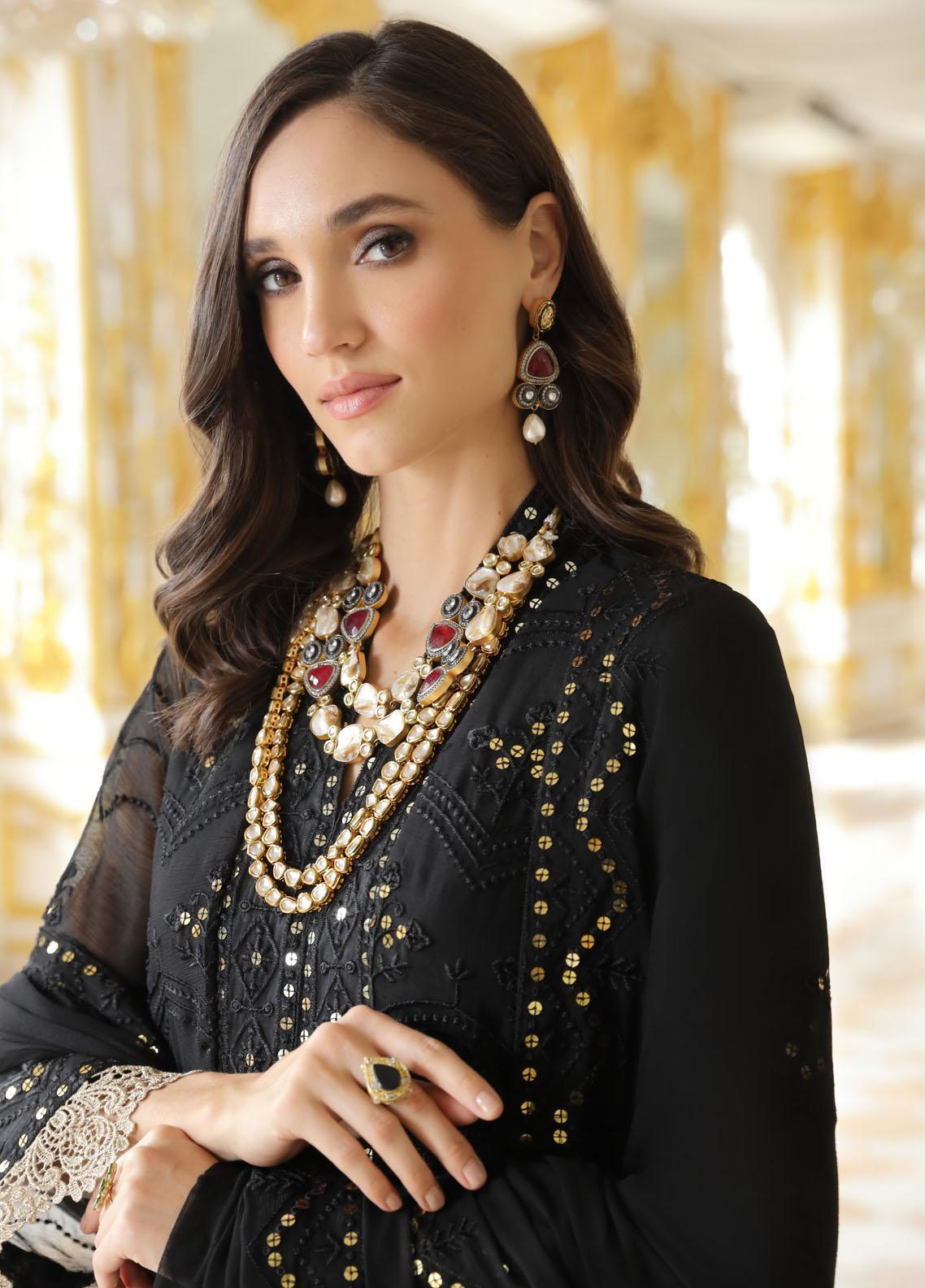 Merakish Luxury Chiffon Embroidered’23 – ST23-V9-MK Royal Black