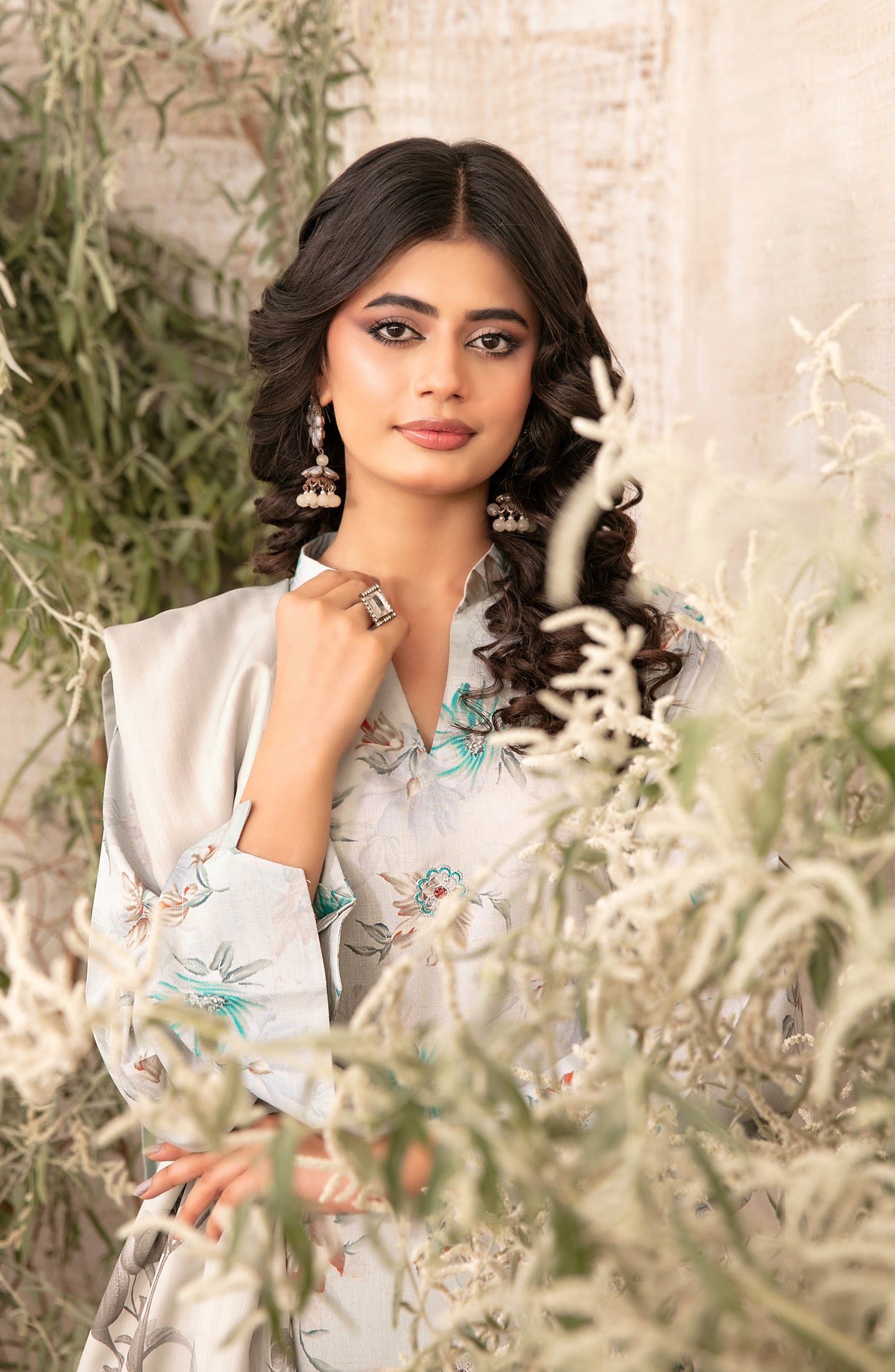 Tawakkal Fabrics Embroidered Zari Viscose Unstitched 3 Piece Suit – D-4884 – TF25SHAM – Grey & Blue – Winter Collection