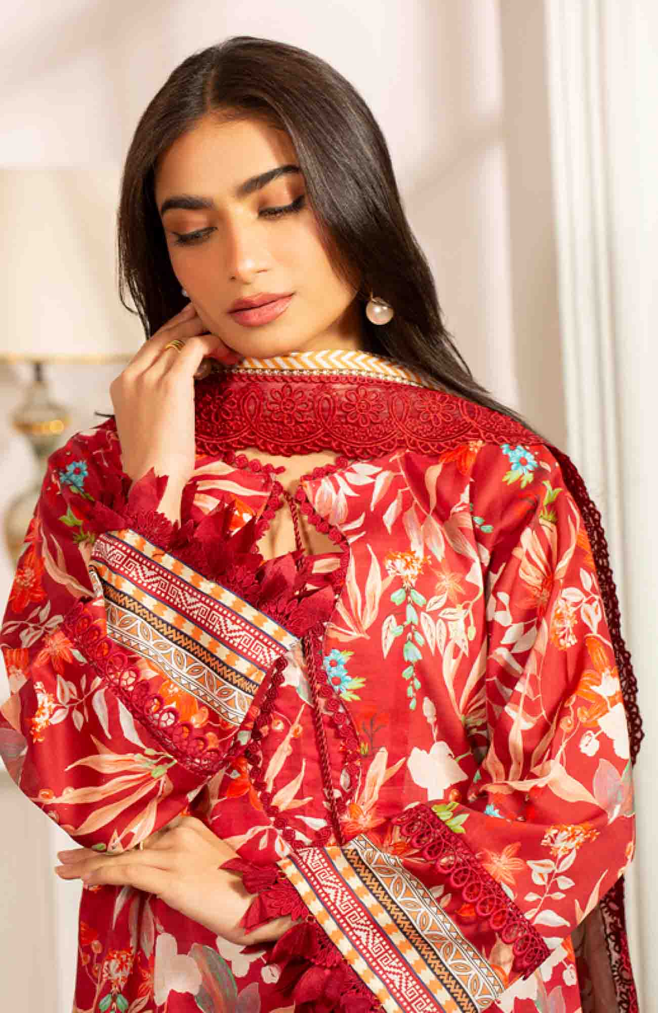Mausummery Luxury Printed Lawn Unstitched 3 Piece Suit – MUSV2L3 – Amber – Summer Collection