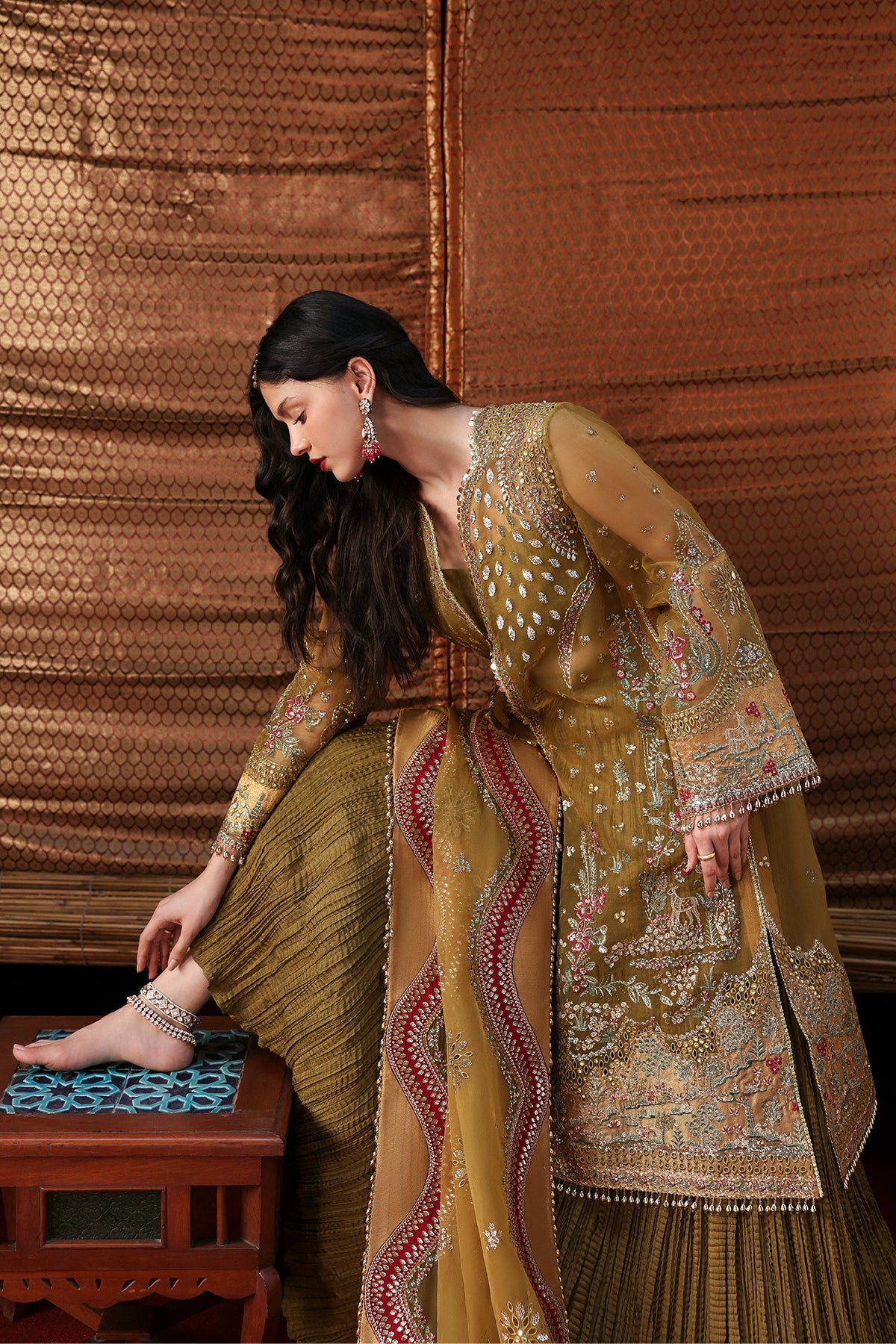 Kaashvi by Ayzel Unstitched Organza Embroidered Suits 3 Piece AAF25KW USHNA AZW-25-V2-07 – Wedding Collection