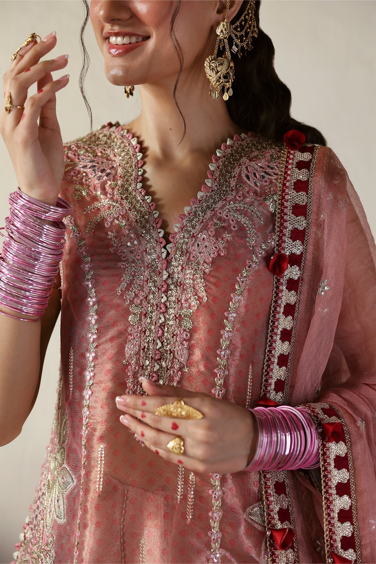 Shehnai By Afrozeh Embroidered Tissue Zari Suits Unstitched 3 Piece AF25SA D-09 Roshaan – Wedding Collection