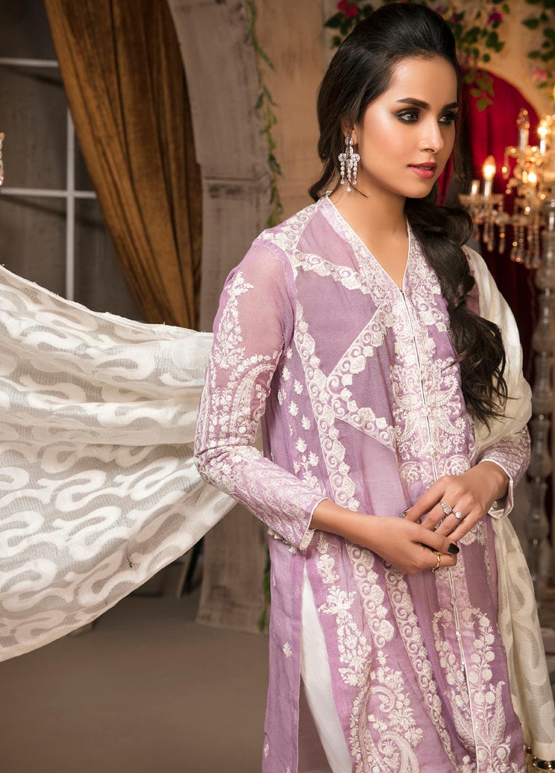Zardaan – Guzillek Embroidered Khaadi Net Unstitched 3 Piece Suit GZK19ZD 08 Imperial Glow – Luxury Collection