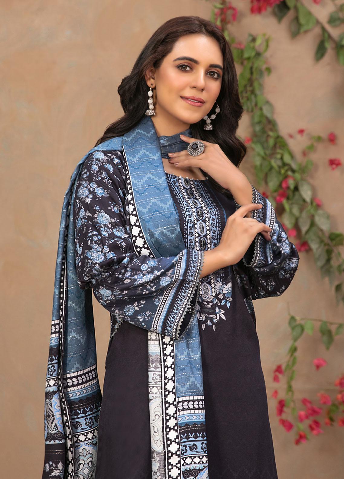 Tawakkal Fabrics Printed Satin Suits Unstitched 3 Piece TWF23ST D-9736 – Winter Collection