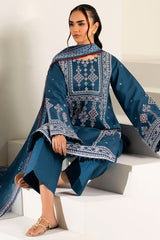 Baroque – Farasha Summer Waves Embroidered Lawn Unstitched 3Pc Suit BFL26- Pale Blue