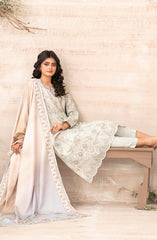 Tawakkal Fabrics Embroidered Zari Viscose Unstitched 3 Piece Suit – D-4881 – TF25SHAM – Light Grey – Winter Collection