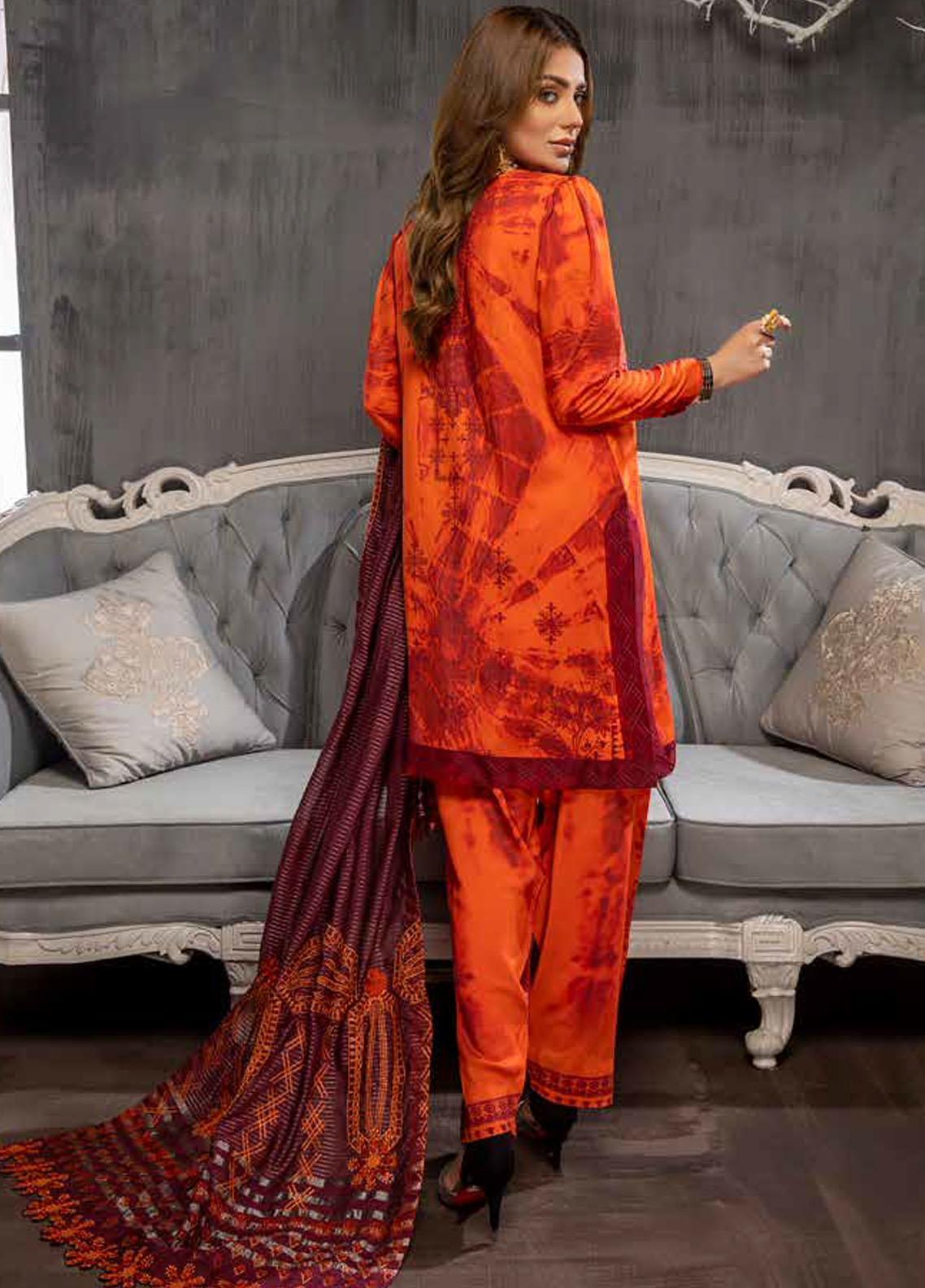 Charizma Embroidered Viscose Silk Suits Unstitched 3 Piece CRZ21VW CVS-08 Rich Rust