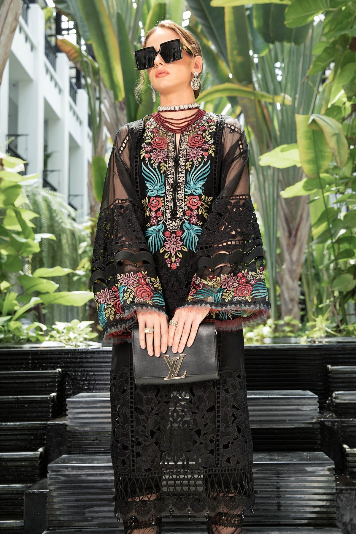 Maria B Embroidered Suits 3 Piece Unstitched Embroidered Lawn Suit | EL-23-04-Black