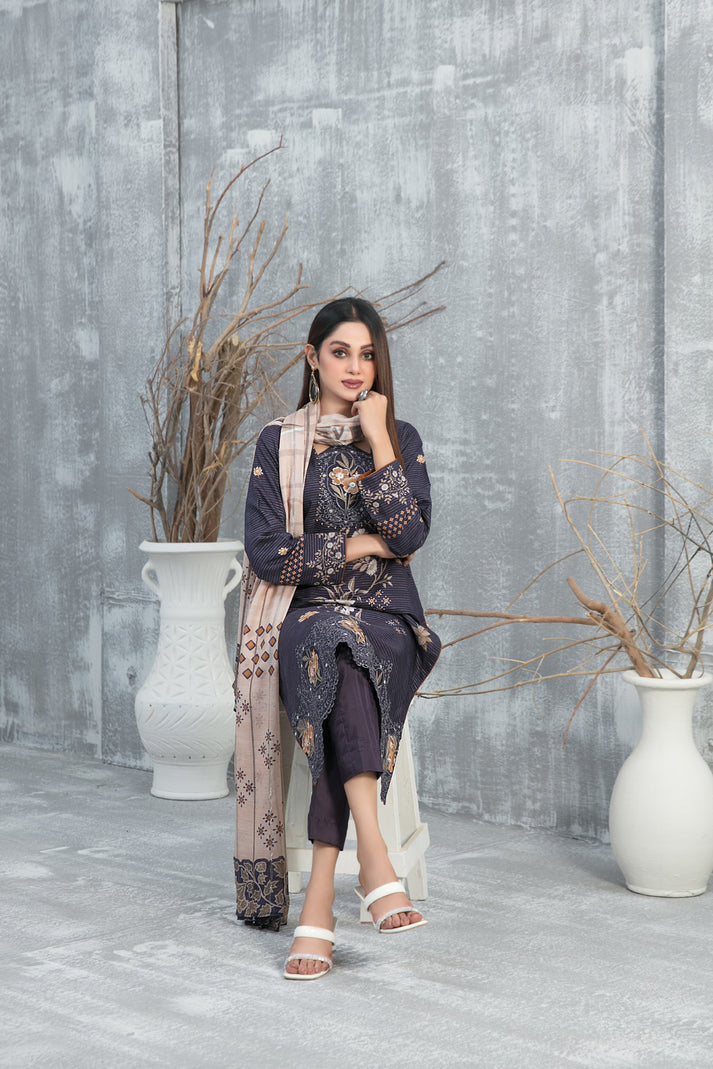 Tawakkal Fabrics Emboidered Viscose Suits Unstitched 3 Piece TWF25ST D-1298 – Winter Collection