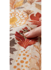 Women Unstitched Fabric for Jalabiya & Kandura – Premium Cotton Terracotta & Amber Floral Arabic Dress Material
