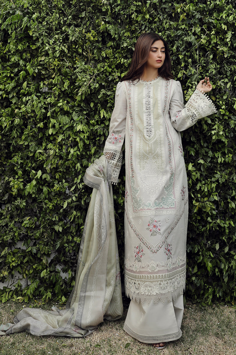 Qalamkar Chikankari Lawn Suit Unstitched 3 Piece QLM24F PS-11 Rinnah