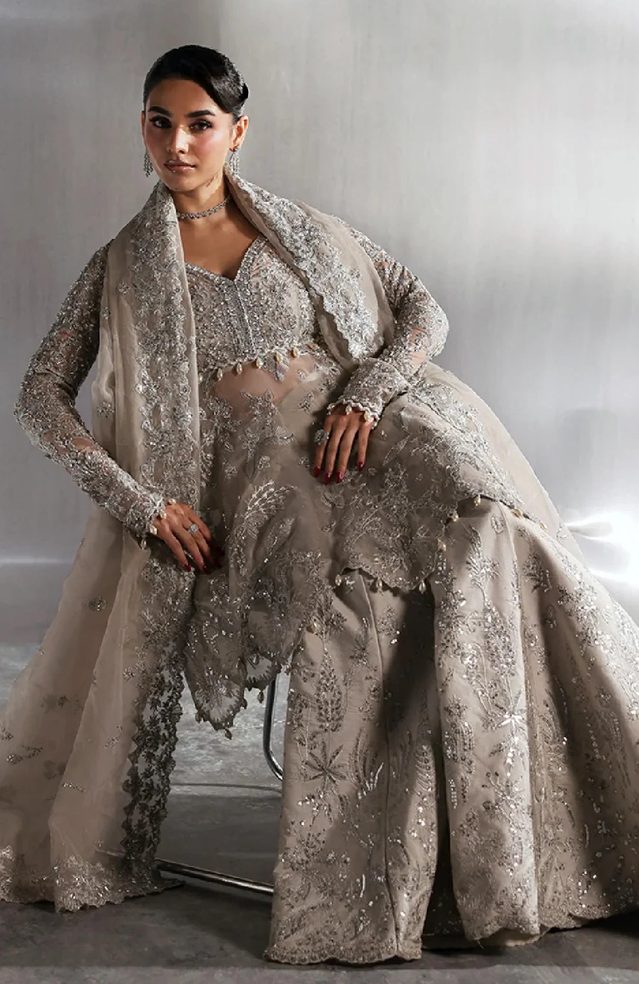 Seraphine by Zarposh Unstitched Chiffon Embroidered 3 Piece Suit- ZRPSHN-05-NOVELLE- Formal Collection