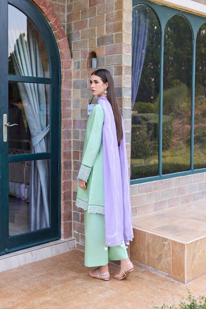 Baroque – Farasha Sorine Embroidered Lawn Unstitched 3Pc Suit BFL26- Aqua Cloud